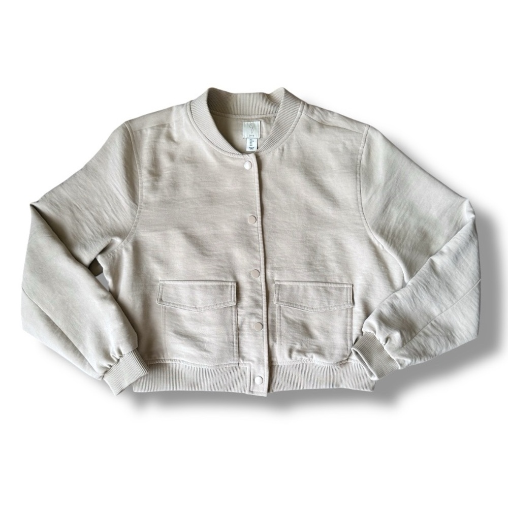 Joie Taupe Bomber Jacket Size Large - Picture 7 of 11